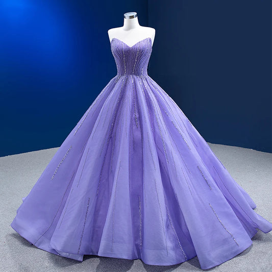 Btydress Purple Sequins Off Shoulder Evening Party Gowns Dresses 67571