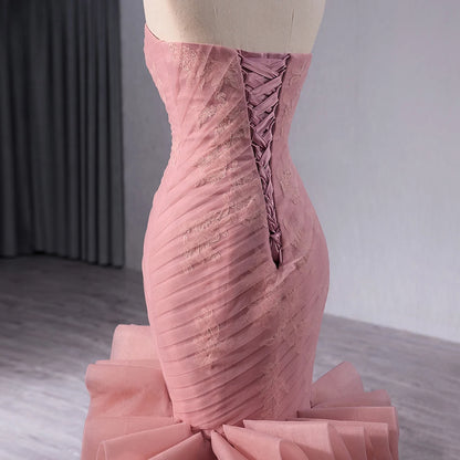 Pink Mermaid Evening Party Womoen's Dresses 241014