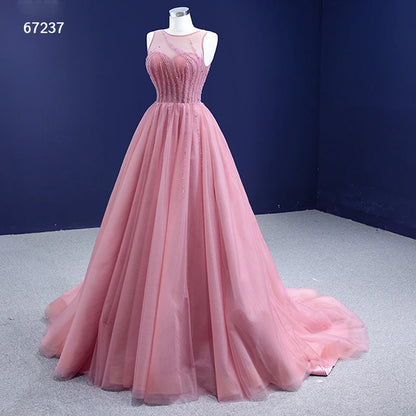 Beaded Green Ball Gown Rose Pink Prom Dresses 67237