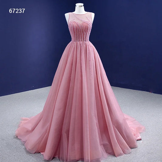 Beaded Green Ball Gown Rose Pink Prom Dresses 67237
