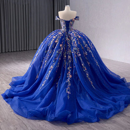 Elegant Royal Blue Appliqued Sweetheart Quinceanera Dresses 231051B