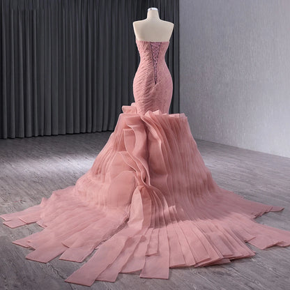 Pink Mermaid Evening Party Womoen's Dresses 241014