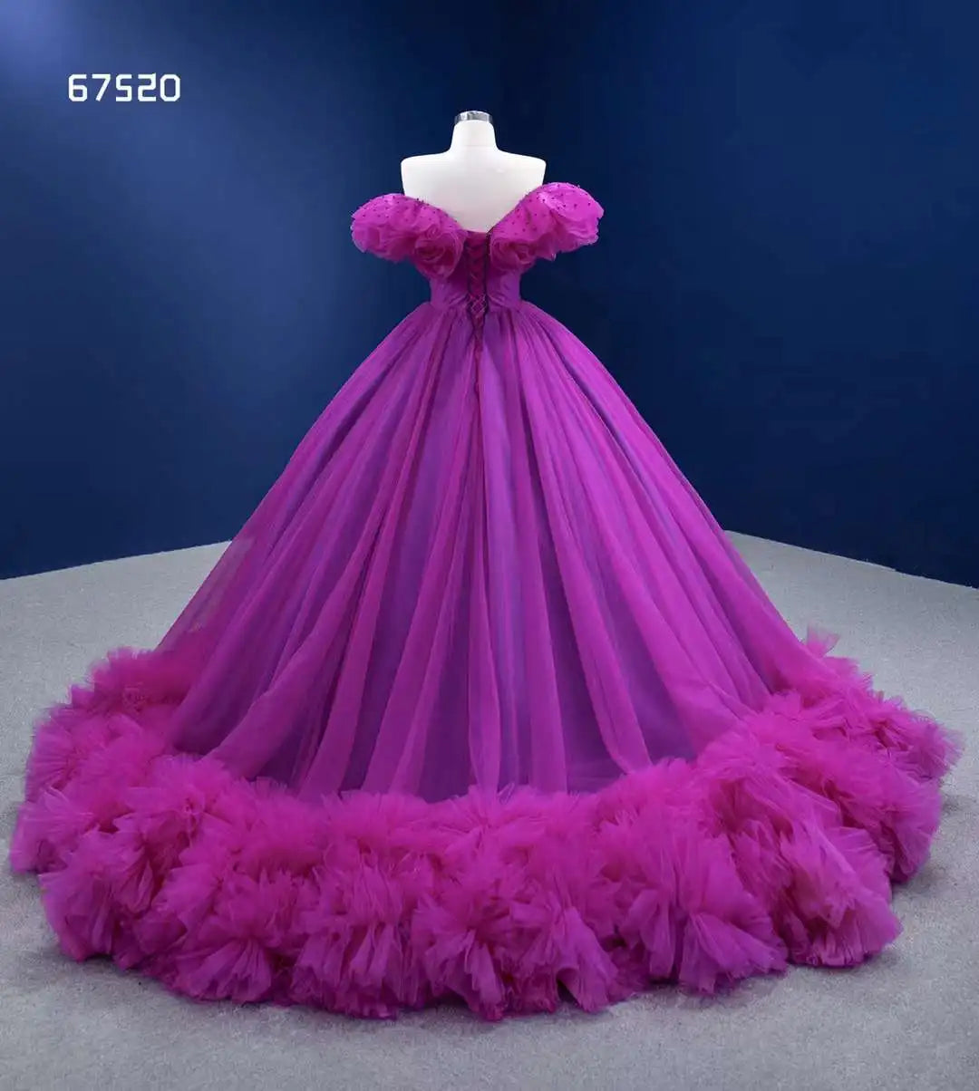 Btydress Gorgeous Off Shoulder Purple Ball Evening Gowns Dresses 67520