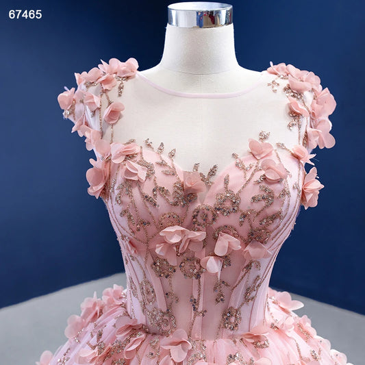 Pink 3D Flower Quince Dresses Sweet 16 Ball Gowns 67465