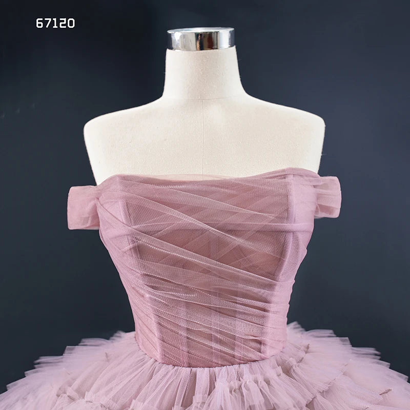 Btydress Burgundy Tulle Quinceanera Dresses Off the Shoulder Sweet 16 Dress 67120