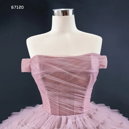 Btydress Burgundy Tulle Quinceanera Dresses Off the Shoulder Sweet 16 Dress 67120