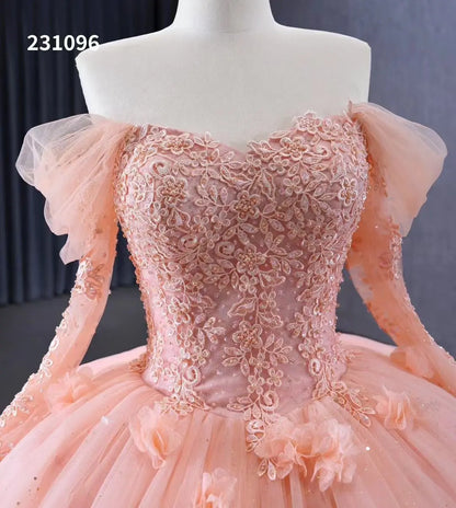 Customize Blush Pink 3D Floral Quinceanera Dress 231096