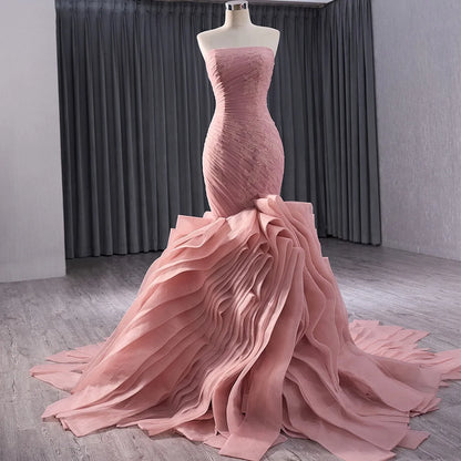 Pink Mermaid Evening Party Womoen's Dresses 241014