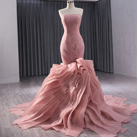 Pink Mermaid Evening Party Womoen's Dresses 241014