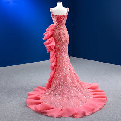 Btydress Pink Party Sexy Sequins Prom Mermaid Evening Dresses 222154