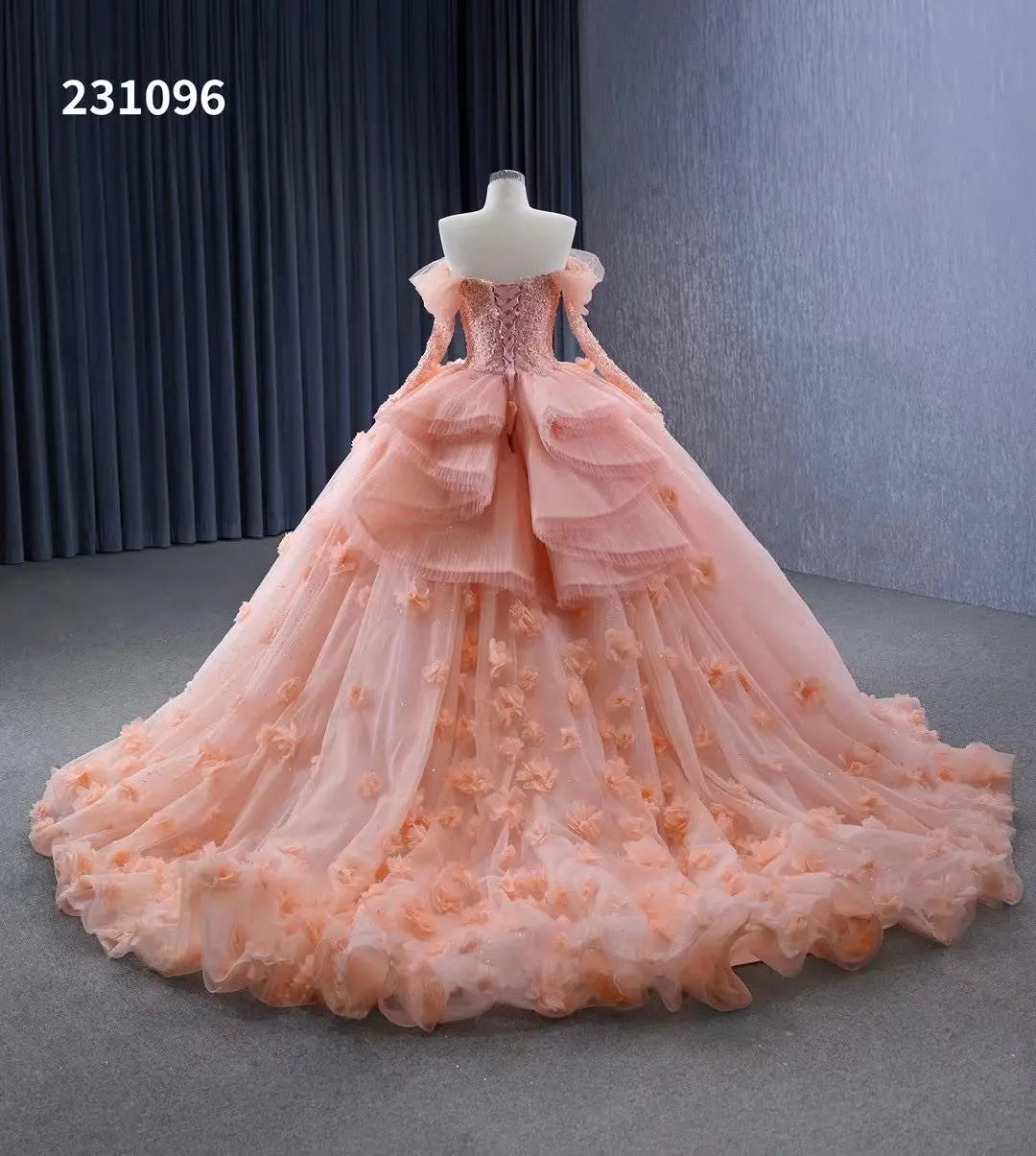 Customize Blush Pink 3D Floral Quinceanera Dress 231096