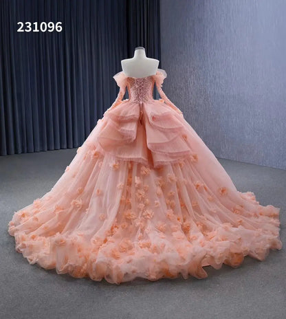 Customize Blush Pink 3D Floral Quinceanera Dress 231096
