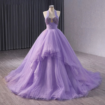 Elegant Lilac Halter Ball Gown Evening Party Dresses for Women 231111