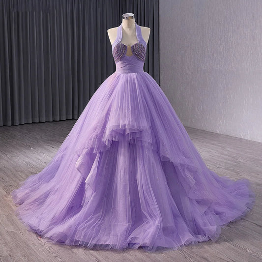 Elegant Lilac Halter Ball Gown Evening Party Dresses for Women 231111