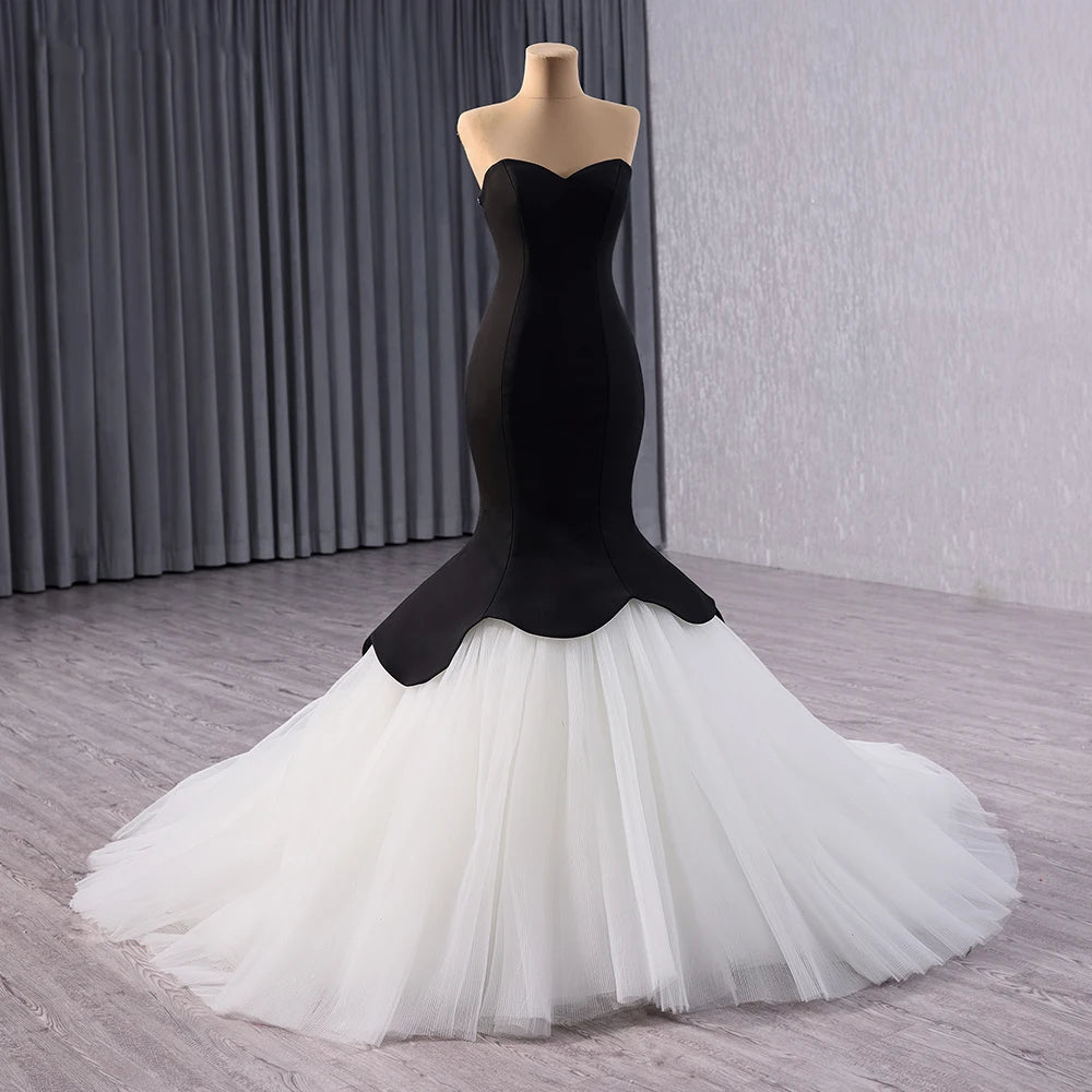 Black Sweetheart Stretch Satin Party Mermaid Evening Dresses 241035