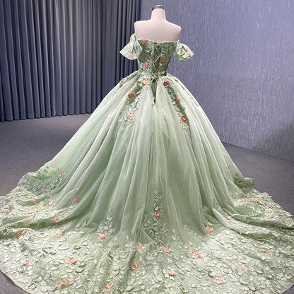 Sage Quince 16 Flower Off Shoulder Ball Gown 222240