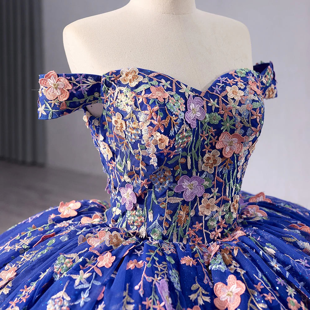 Elegant Royal Blue Appliqued Sweetheart Quinceanera Dresses 231051B
