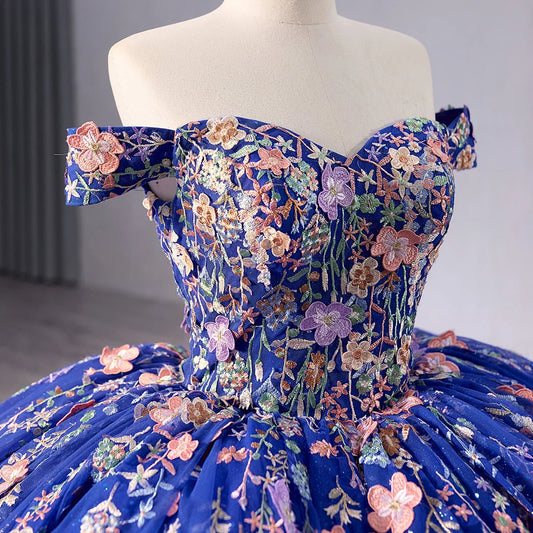 Elegant Royal Blue Appliqued Sweetheart Quinceanera Dresses 231051B