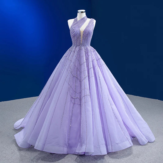 Chic Backless Purple A-line Evening Party Gowns Dresses 222184