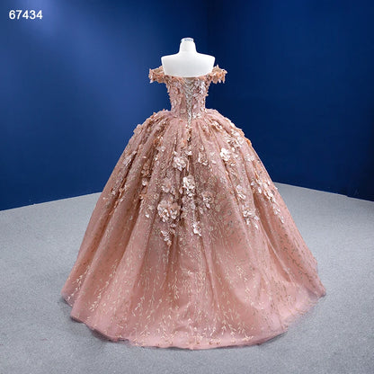 3D Floral Ball Gown Sweet 16 Dress Off the Shoulder Quince Dress 67434