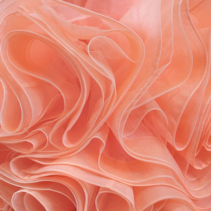 Peach Rosette Trumpet Wedding Dresses Strapless Pageant Gown 67212