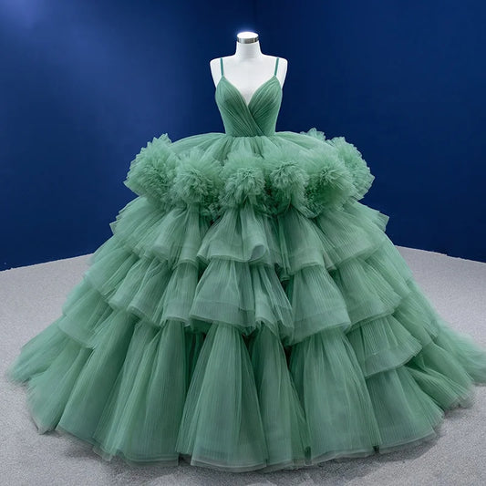 Princess Green Cake Layers Ball Gown Dresses 67504