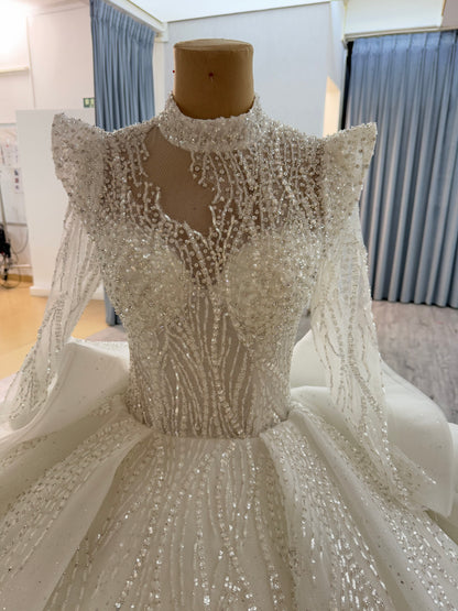 Long Sleeves High Neckline Wedding Gown Bridal Dress 241149
