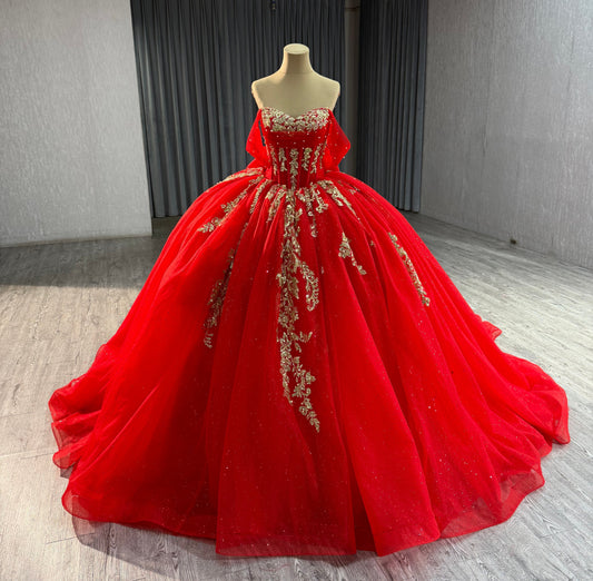 Red Quinceanera Sweat 15 Birthday Party Dress 241162