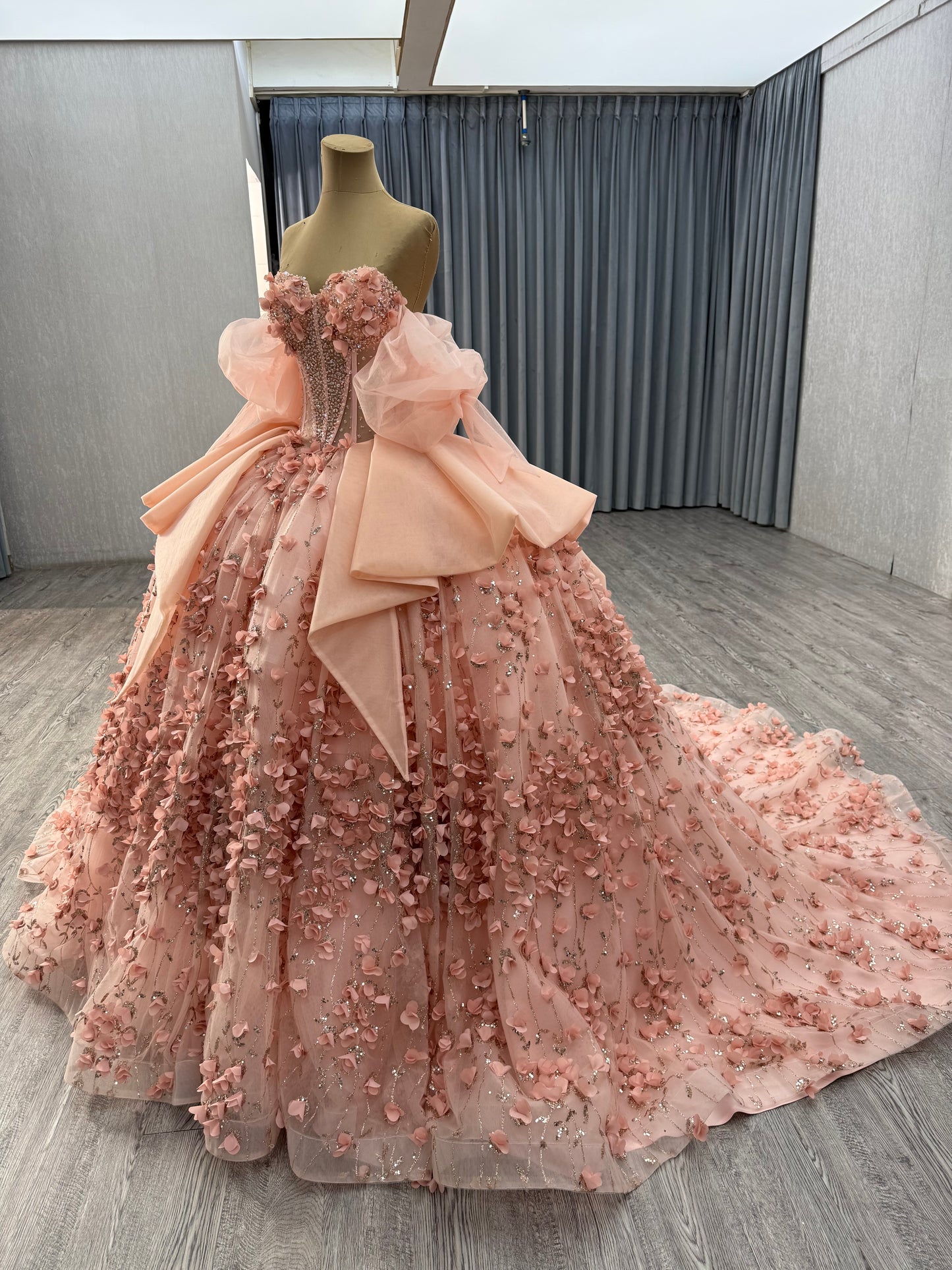 Three Dimensional Florals Tiered Quinceañera Dress 251020