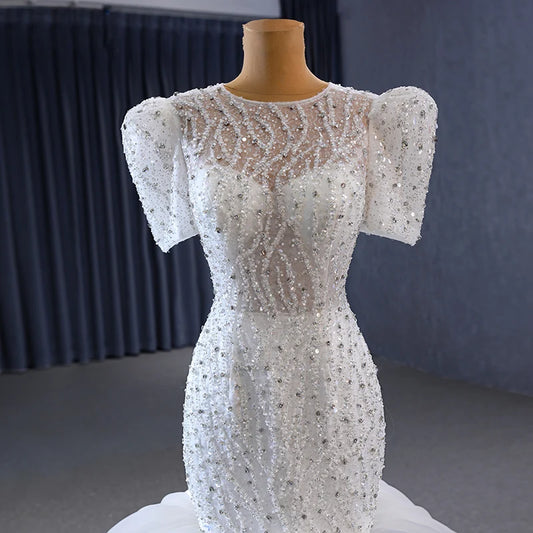 Crystal Short Sleeve Mermaid Wedding Bridal Dresses for Girls 231009
