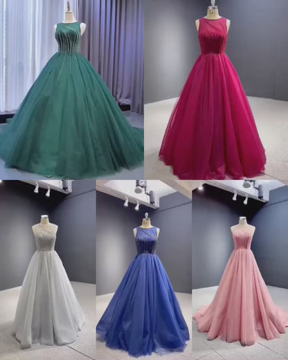 Beaded Green Ball Gown Rose Pink Prom Dresses 67237